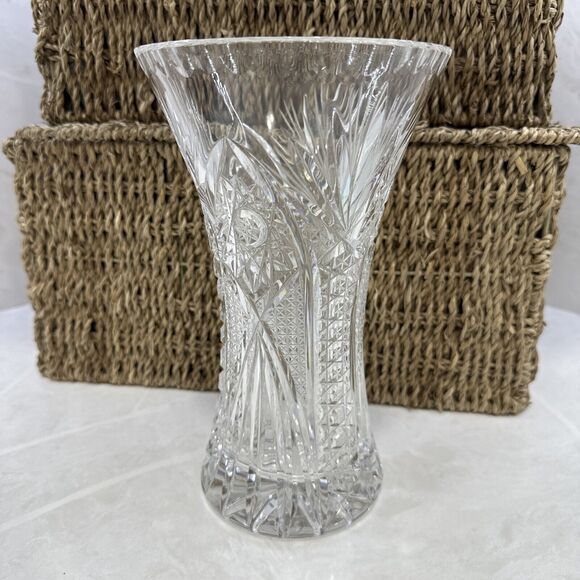 Vintage Lead Crystal Star of David Vase 9” Elegant Decorative Glass - Picture 1 of 9
